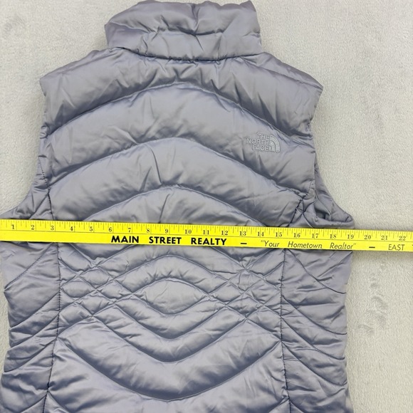 North Face Vest Womens Medium Silver 550 Puffer Goose Down Quilted Jacket Zip - Picture 9 of 12